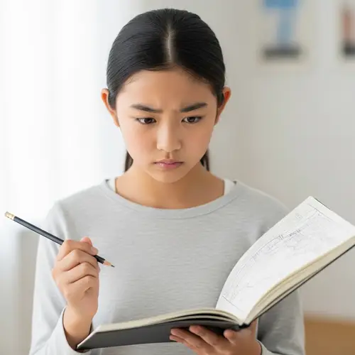 Young Japanese Girl Drawing | Artistic Concentration