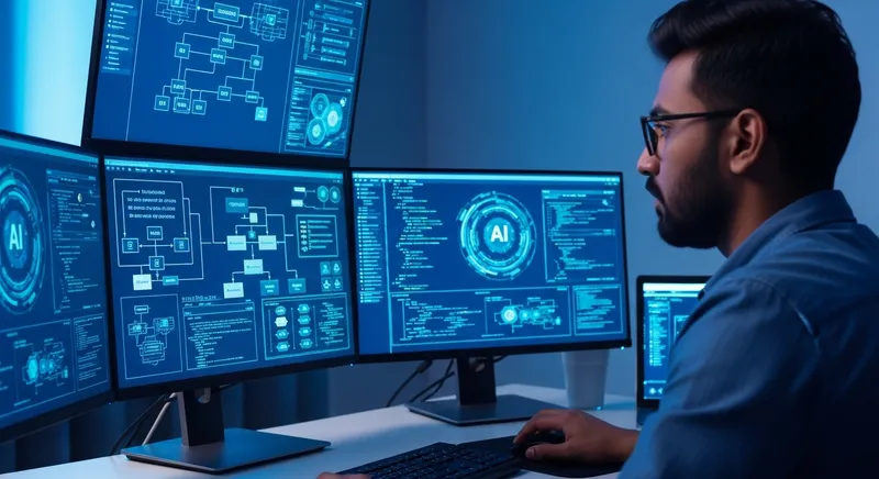 Engrossed South Asian Using High-Tech AI on Computer