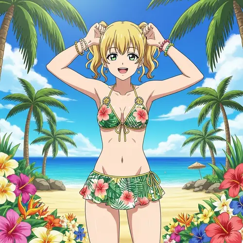 Vibrant Tropical Bikini Fashion Editorial | Exotic Flowers