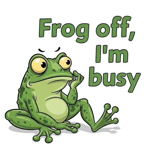 Funny 'Frog off I'm Busy' Vector Design - Grumpy Frog Art