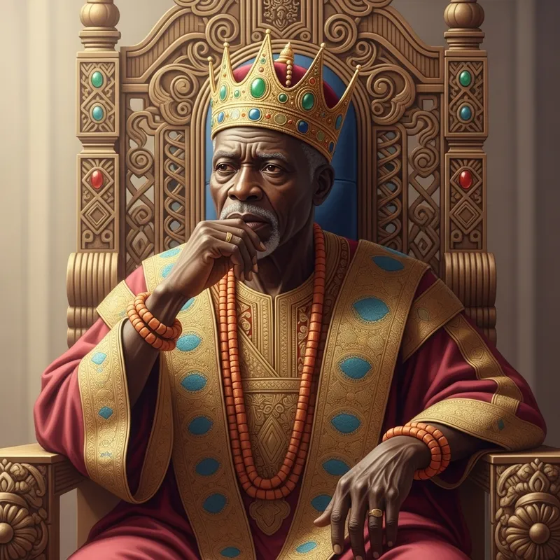 African King Sitting on Throne - Wisdom and Nobility Captured