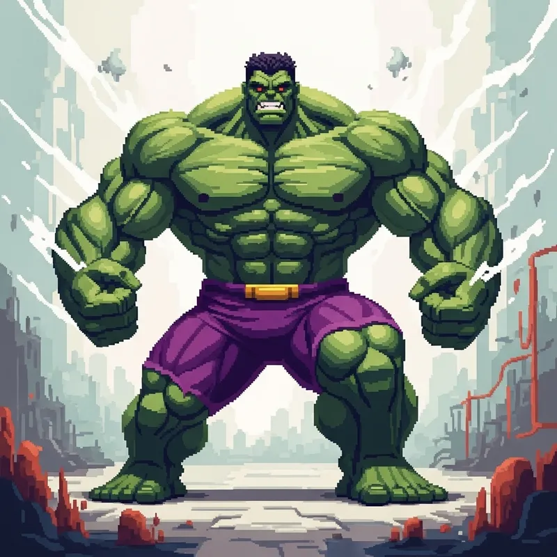 PS2 Hulk: Pixelated Low-Poly Artwork