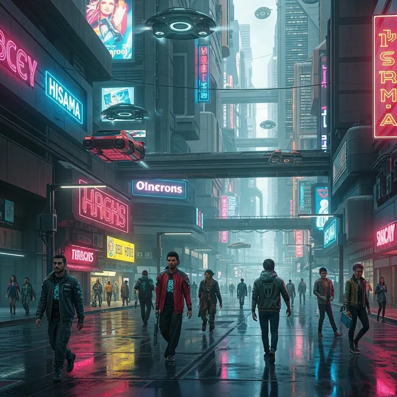 Futuristic Tech in a Vibrant Cyberpunk Cityscape