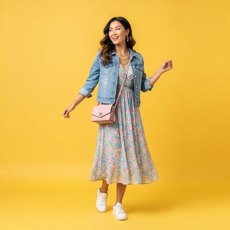 Vibrant Asian Woman Invites You to Shop on Bright Yellow Background