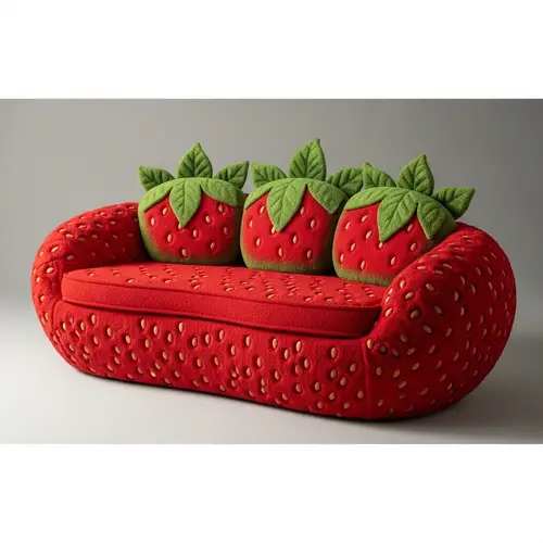 Unique Strawberry Shaped Sofa: Vibrant Red Design