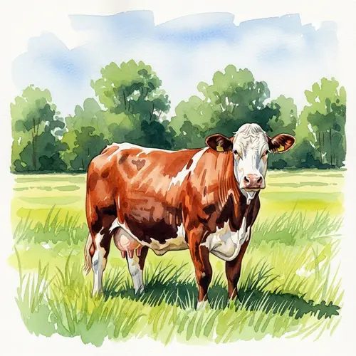 Watercolor Simmental Cow Artwork
