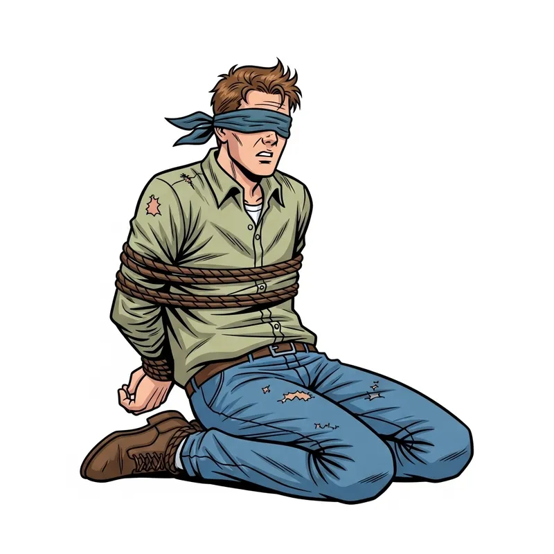 Blindfolded Hostage Printable | Intense Comic Artwork