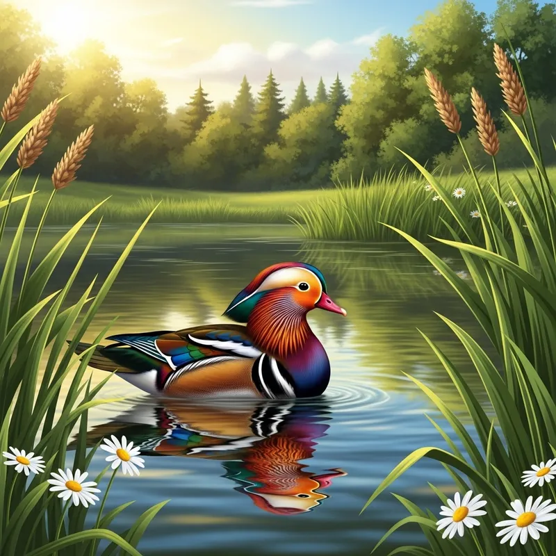 Vibrant Duck by Serene Pond