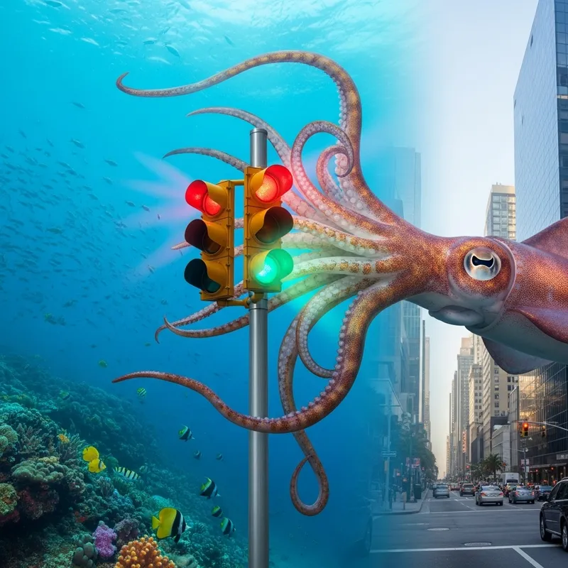 Surrealistic Squid & Traffic Light Fusion