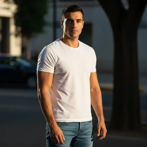 Mediterranean Greek Descent 6'2" Athletic Male Model in Casual Attire