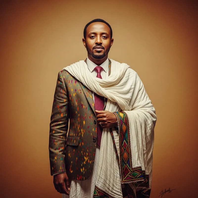 Richly Attired Ethiopian Businessman | Vibrant Cultural Fusion