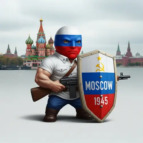 Muscular Patriotic Figure Defending Moscow 1945 - Russian Colors