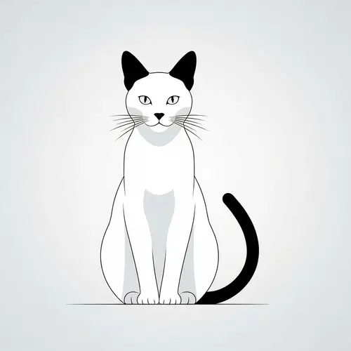 Minimalist Style Cat Image with Black Ears and Tail