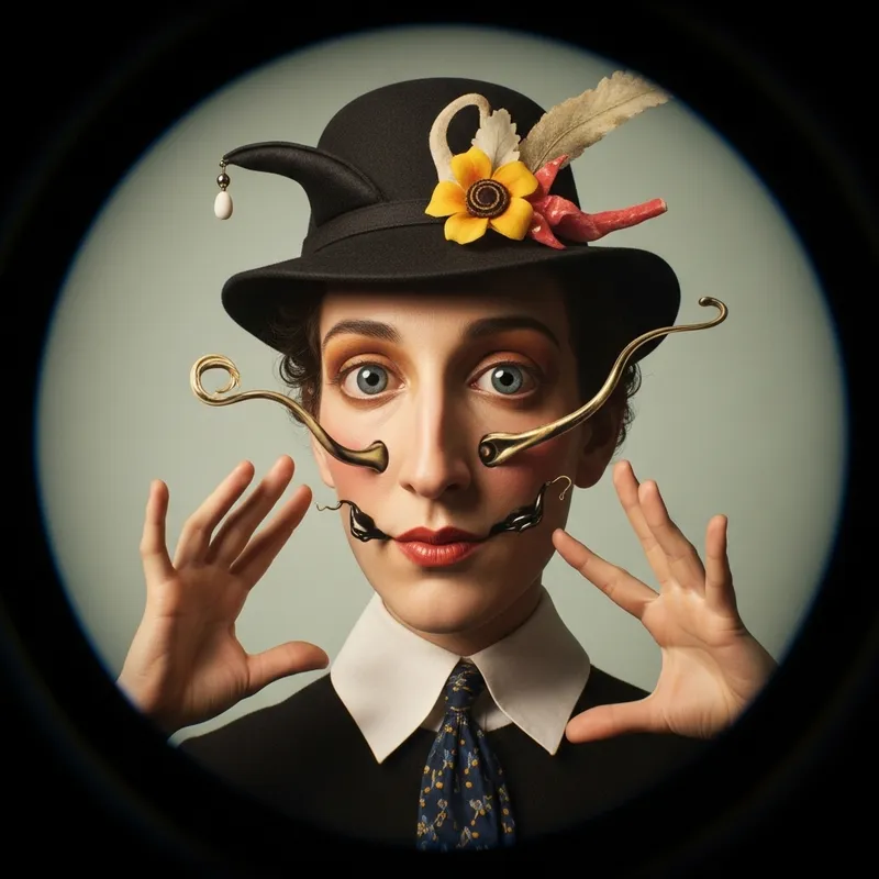Vibrant Surrealist Portrait With Fisheye Distortion
