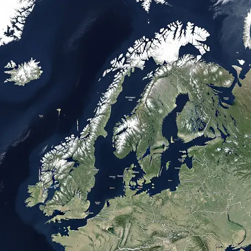 Norway and United Kingdom Satellite View | Natural Landscapes