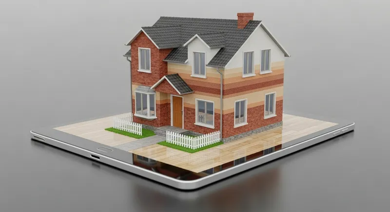 3D House Model Emerging from Tablet