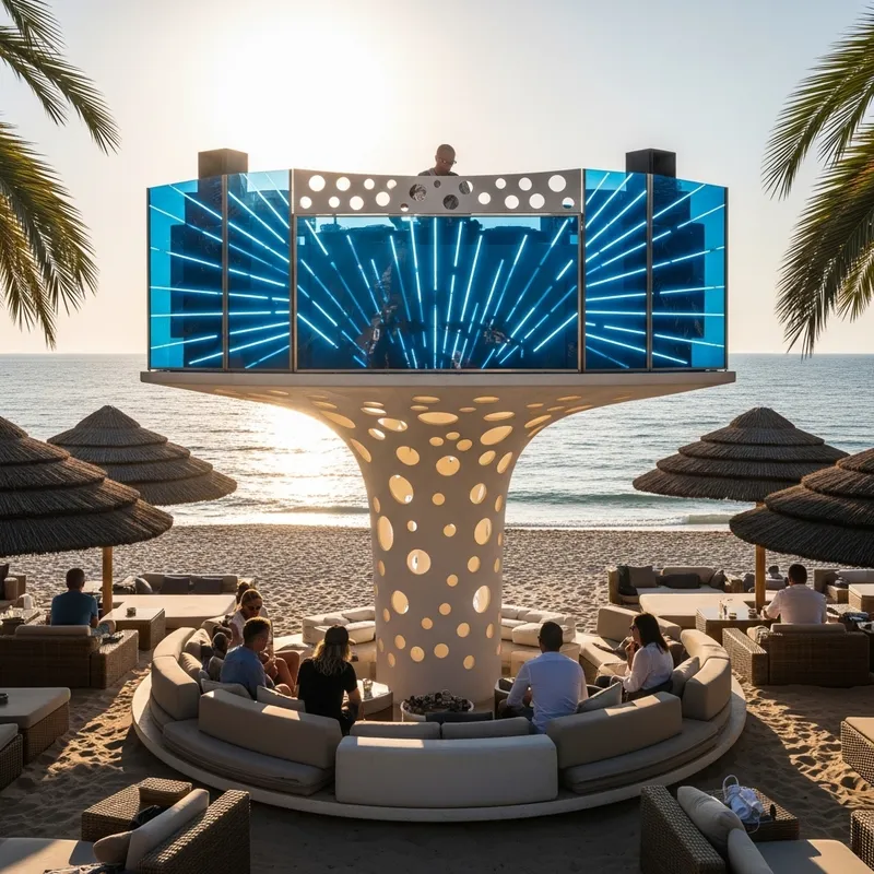 Stunning DJ Booth Overlooking Mediterranean Beach