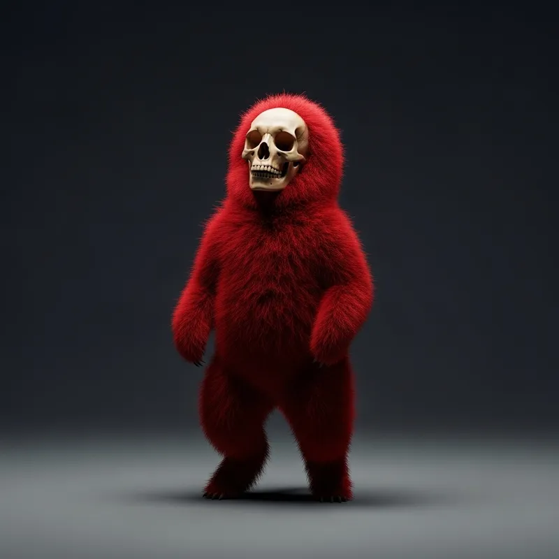 Red Furry Creature with Skull Head | Fantasy & Horror Red Furry Creature with Skull Head | Fantasy & Horror