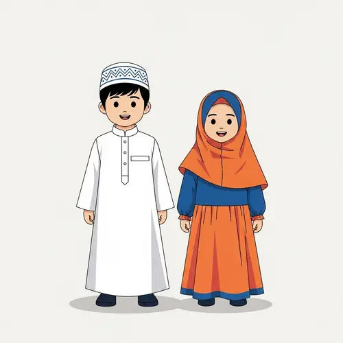 Minimalist Shia Muslim Boy and Girl Illustration
