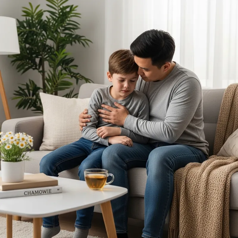 Caring Father Comforting Sad Child