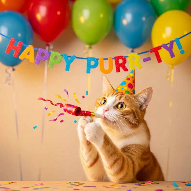 Happy Cat Celebrating | Festive Feline Enjoying the Party