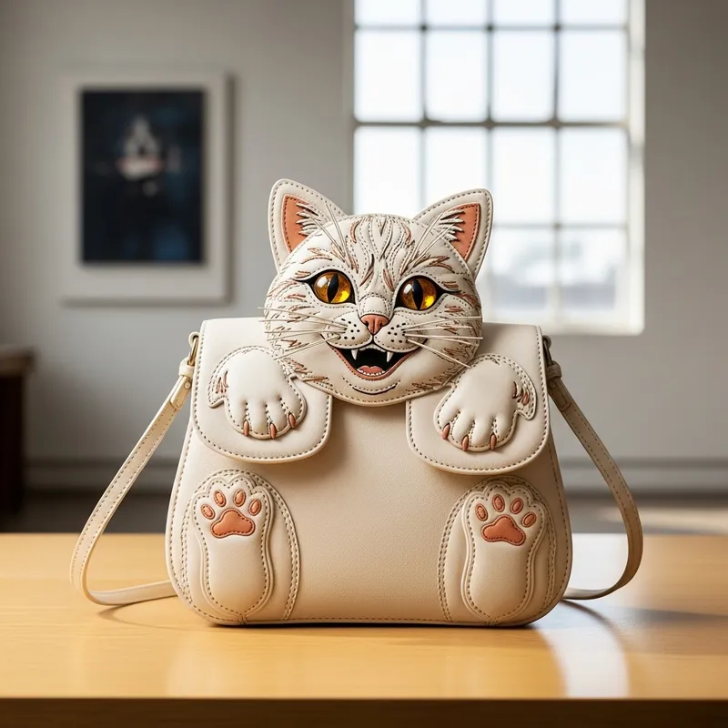 Playful Cat Motif Bag | Unique Design Showcase