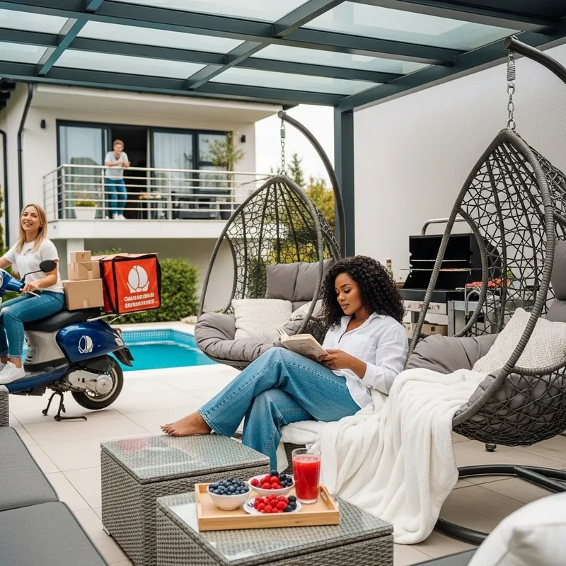 Luxurious Outdoor Setting with Sotho Bride, Fruit Tray, and Book