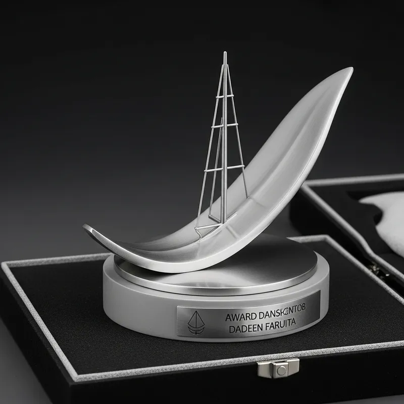 Minimalist Brushed Stainless Steel Maritime Trophy Design