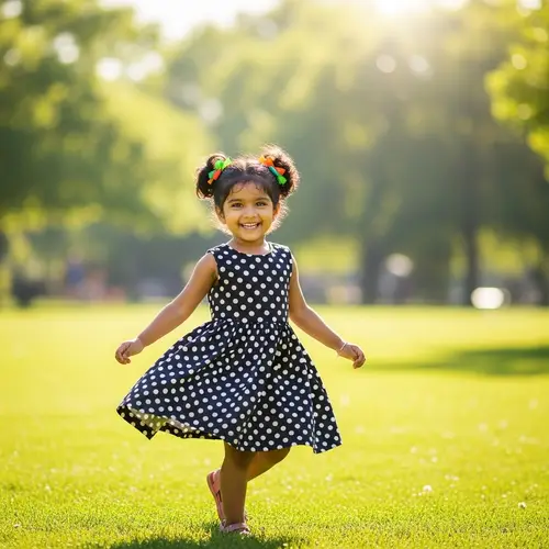 Adorable South Asian Girl Playing in Colorful Park