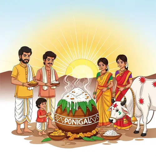 Celebrate Pongal Festival with Joyful South Asian Family