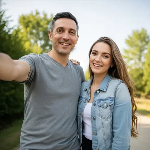 Creative Self-Portrait with Young Woman | Outdoor Setting
