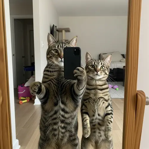 Cute Cats Take Mirror Selfie Together