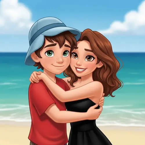 Disney-Style Siblings Beach Image | Kids Hugging on the Beach