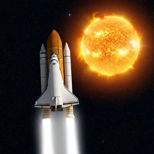 Awe-Inspiring Scene: Space Shuttle Journey to the Sun