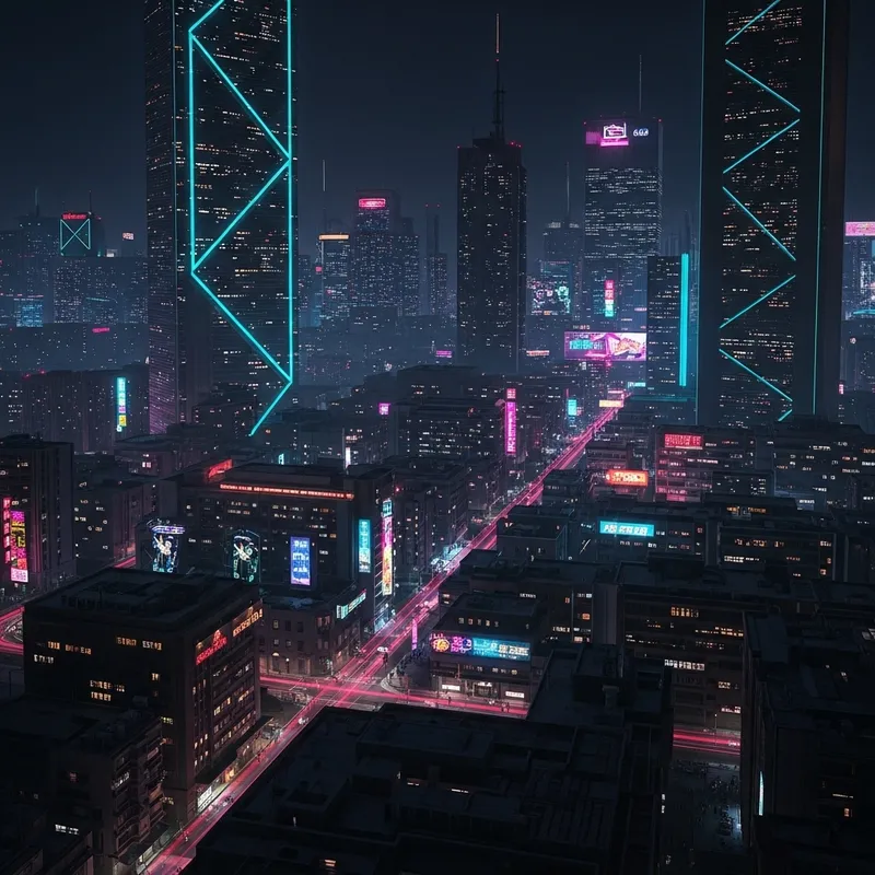 Vibrant Cyberpunk Cityscape at Night | Neon Skyscrapers