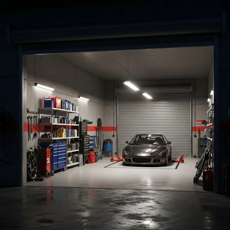 Detailed Single Room Garage Interior View