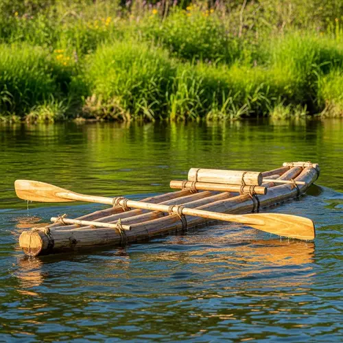 3 Logs in Kayak Floating Down River