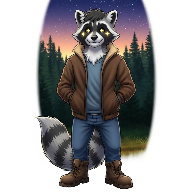 Enchanting Male Raccoon Furry in Stylish Outfit