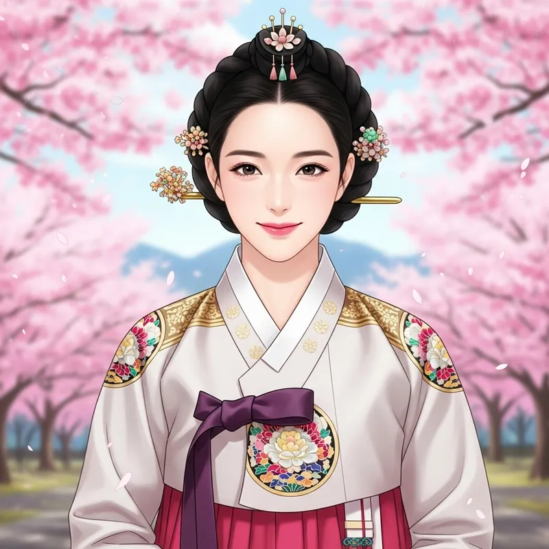 Beautiful Woman in Traditional Hanbok | Silk Garment Inspires Elegance Beautiful Woman in Traditional Hanbok | Silk Garment Inspires Elegance