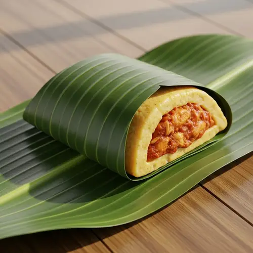Realistic Chicken Tamale in Banana Leaf - Latin Cuisine Delight