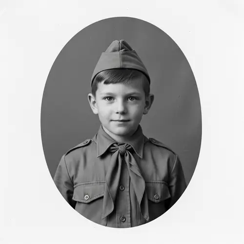 Vintage Black and White Photograph of a Young Pioneer from USSR