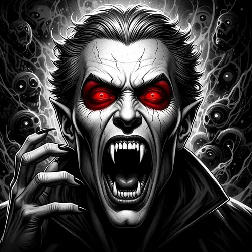 Intense Vampire Scream in Graphic Novel Style