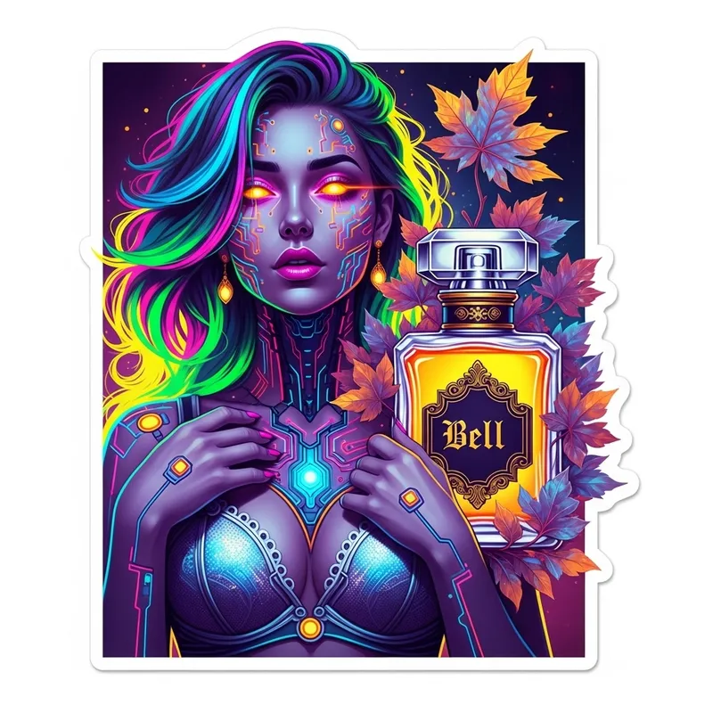 Hypnotic Siren: Cyberpunk Baroque Perfume Sticker