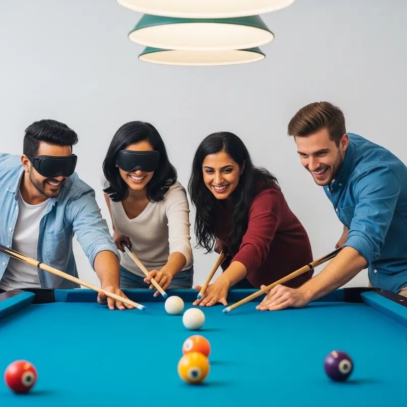 Blind Players Enjoy Pool Game with Colorful Canes