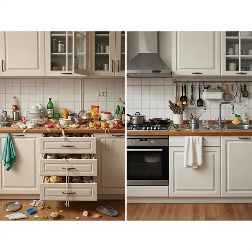 Kitchen Transformation: Chaos to Order in Warm Colors