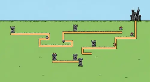 Pixelated Game Map Inspired by Classic Platforms