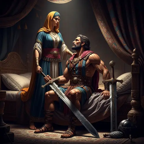 Dramatic Lighting in Judith and Holofernes Scene