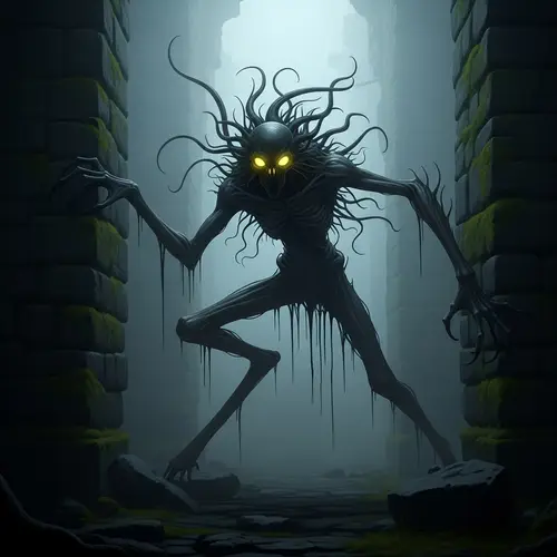 Mysterious Creature in Dimly Lit Setting