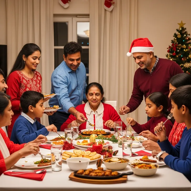 Christmas House Party: Indian Family Sizzler Celebration with Guests Christmas House Party: Indian Family Sizzler Celebration with Guests