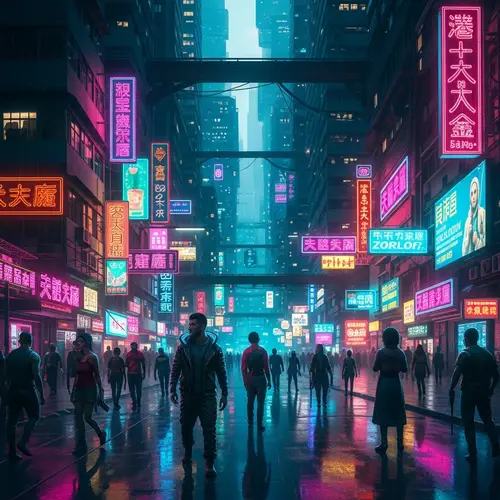 Neon City Cyberpunk: Vibrant Life and Color in Futuristic Metropolis